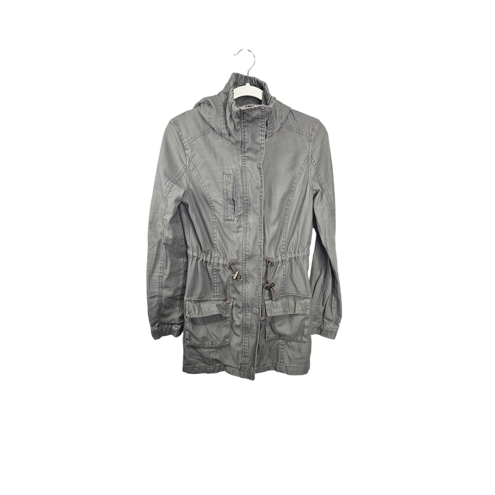 Cotton On Utility Field Jacket Womens XS Green Hooded Drawstring Waist Cotton